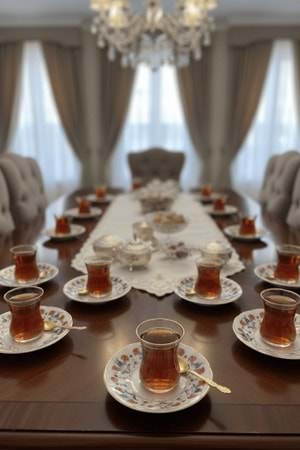 12’li Yaldızlı Çiçek Motif Porselen Çay Tabağı – Desenli Çay Tabak
