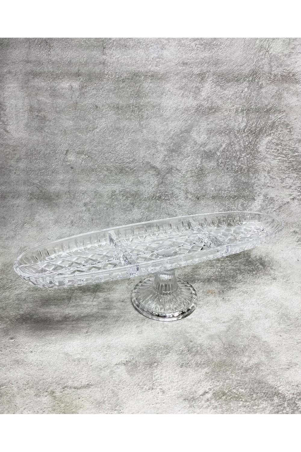 El Yapımı Cam Kafes 6 Göz Kayık Ayaklı Servis Tabağı 41x12 Cm