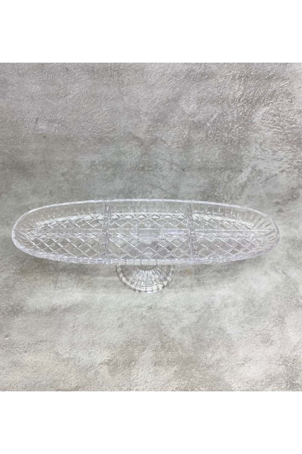 El Yapımı Cam Kafes 6 Göz Kayık Ayaklı Servis Tabağı 41x12 Cm